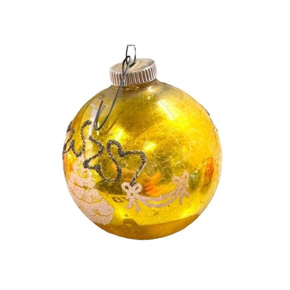 Set 5 West Germany Shiny Brite Christmas Tree Themed Ornaments Vtg Glass Balls - Picture 8 of 12